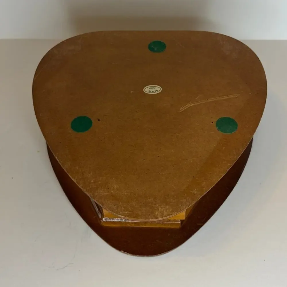 Vintage Heart Shaped Wooden Jewelry Box Floral Needlepoint Trinket Box
